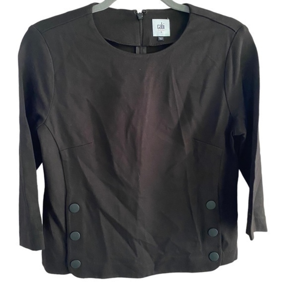 CABi Shirt Utility Black Button 3/4 Sleeve Small